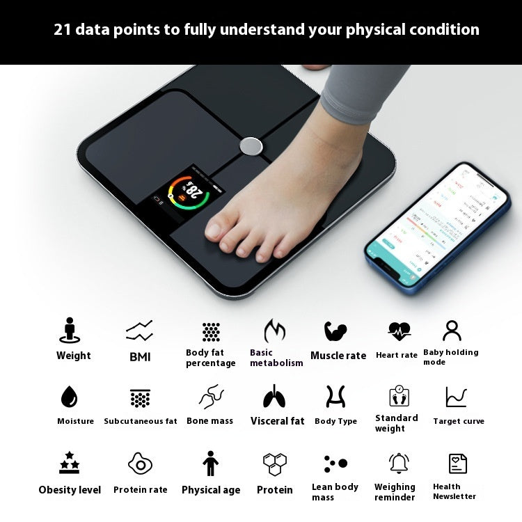 Smart Bluetooth VA Color Screen Home Body Fat Scale